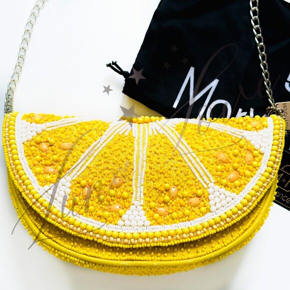 MARY FRANCES Tart Beaded Lemon Shoulder / Crossbody Bag NWT - Picture 3 of 7